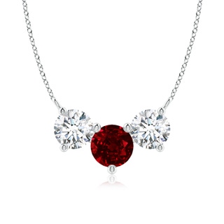 7mm AAAA Classic Ruby and Diamond Necklace in P950 Platinum