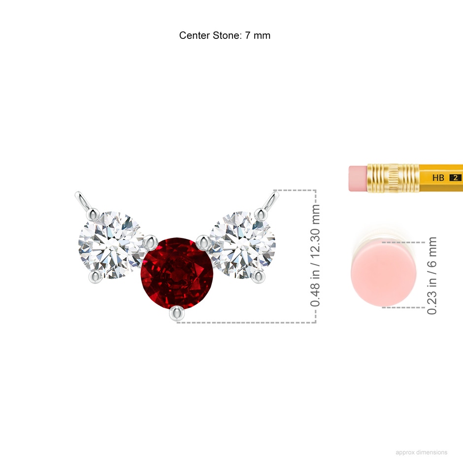 7mm AAAA Classic Ruby and Diamond Necklace in P950 Platinum ruler
