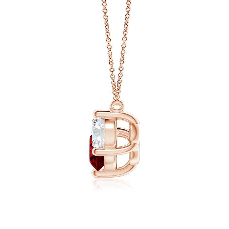7mm AAAA Classic Ruby and Diamond Necklace in Rose Gold side 199
