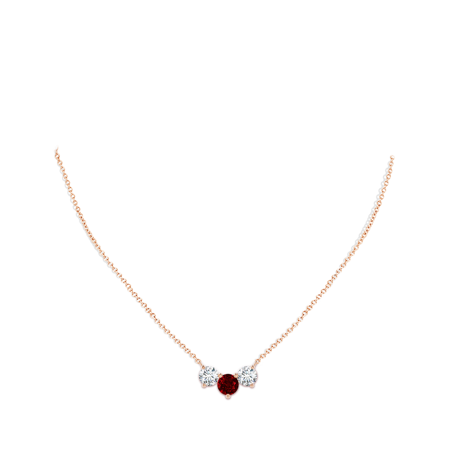 7mm AAAA Classic Ruby and Diamond Necklace in Rose Gold pen