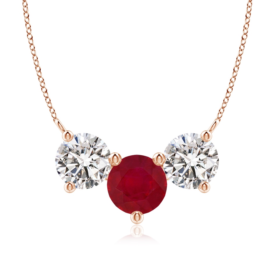 8mm AA Classic Ruby and Diamond Necklace in 18K Rose Gold 