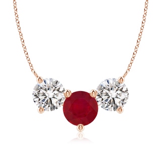 8mm AA Classic Ruby and Diamond Necklace in 9K Rose Gold