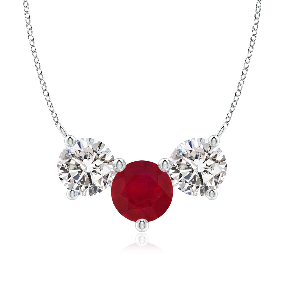 8mm AA Classic Ruby and Diamond Necklace in P950 Platinum 