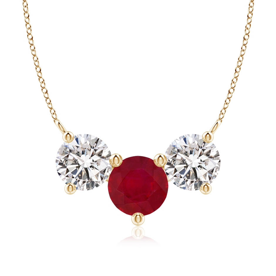 8mm AA Classic Ruby and Diamond Necklace in Yellow Gold 