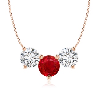 8mm AAA Classic Ruby and Diamond Necklace in 18K Rose Gold