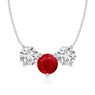8mm AAA Classic Ruby and Diamond Necklace in P950 Platinum