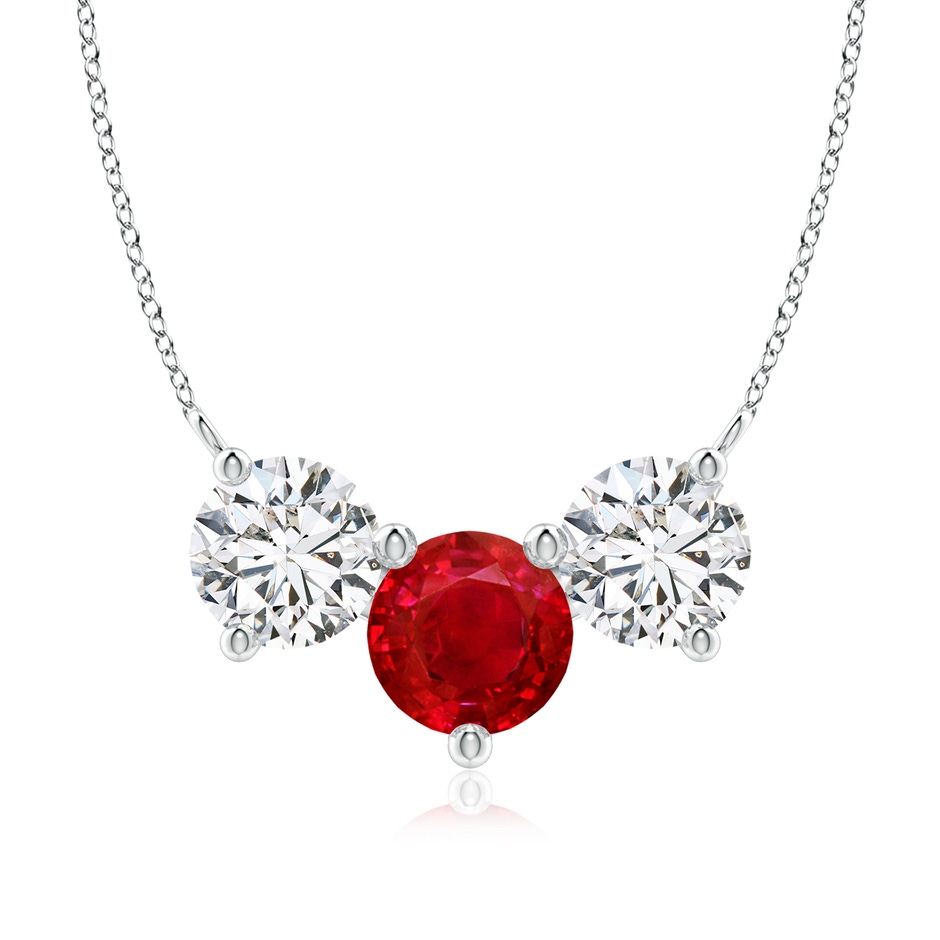 8mm AAA Classic Ruby and Diamond Necklace in P950 Platinum 