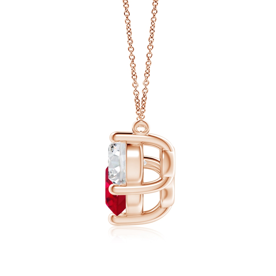 8mm AAA Classic Ruby and Diamond Necklace in Rose Gold side 199