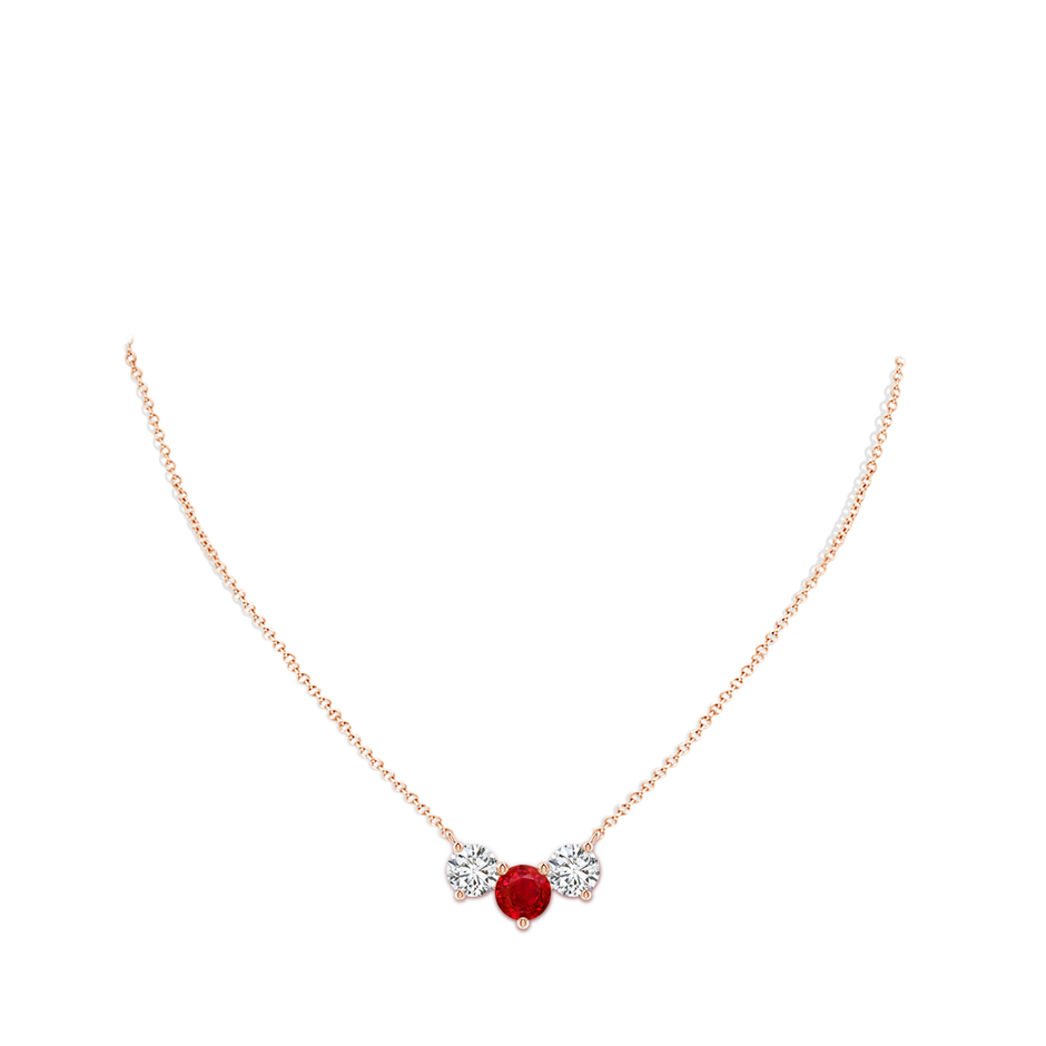8mm AAA Classic Ruby and Diamond Necklace in Rose Gold pen