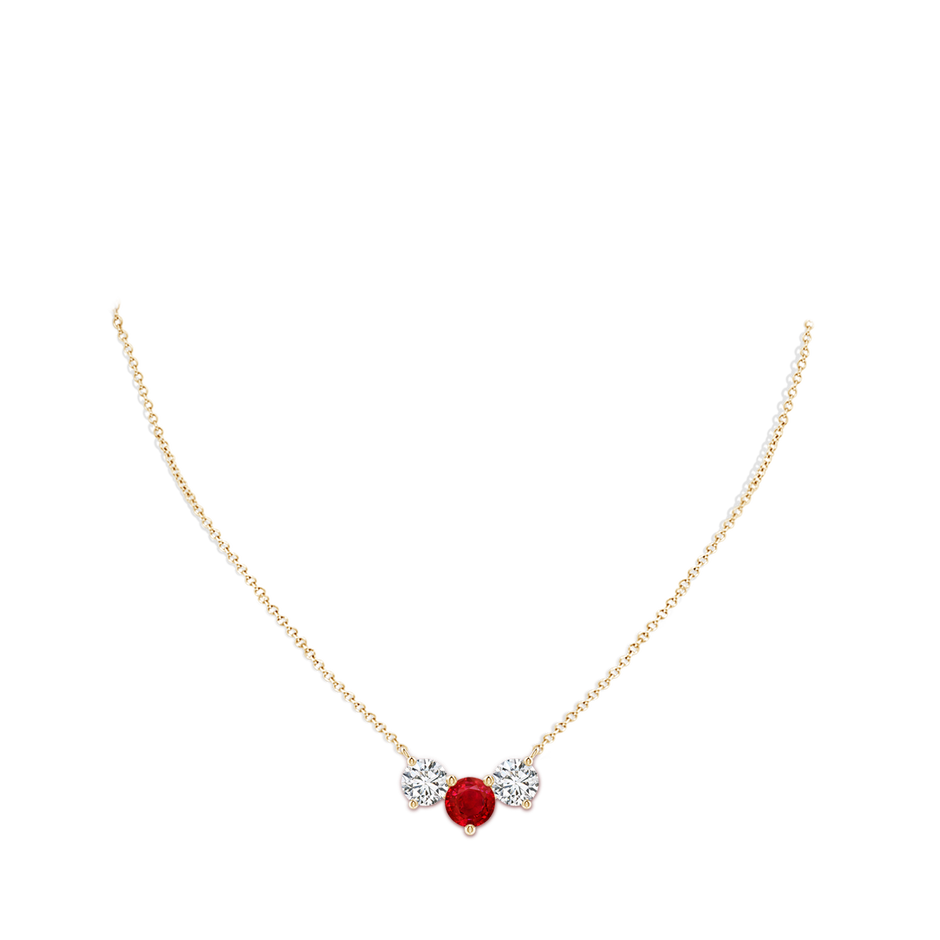 8mm AAA Classic Ruby and Diamond Necklace in Yellow Gold pen