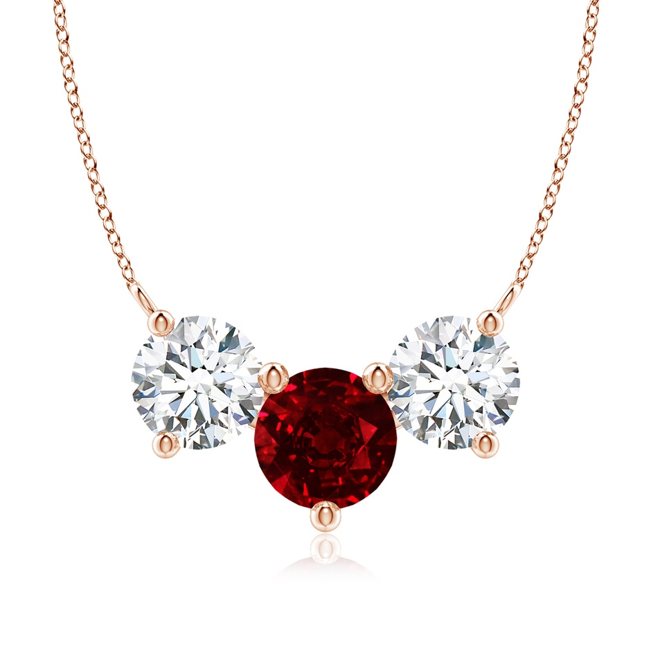 8mm AAAA Classic Ruby and Diamond Necklace in Rose Gold 