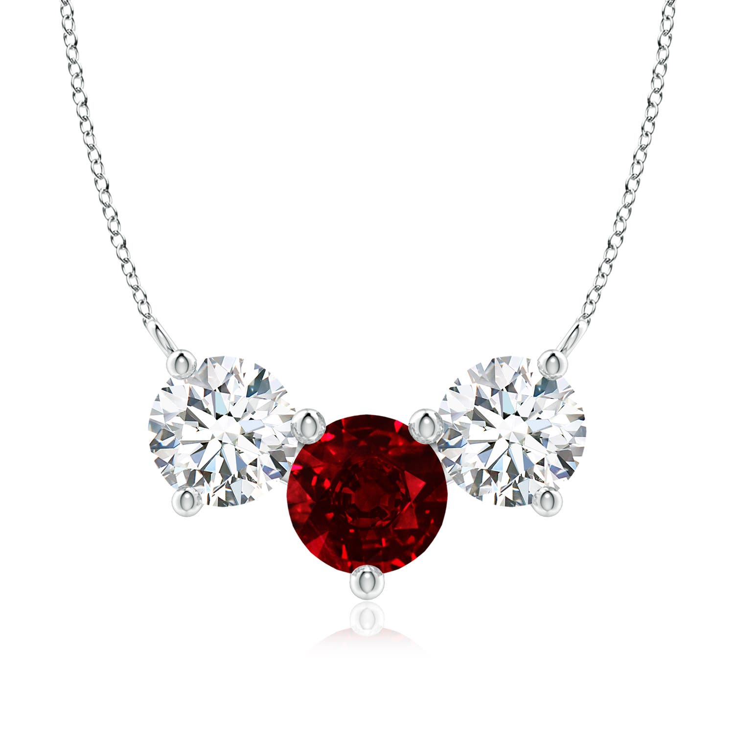 8mm AAAA Classic Ruby and Diamond Necklace in White Gold