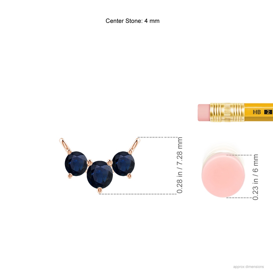 4mm A Classic Trio Sapphire Necklace in Rose Gold ruler