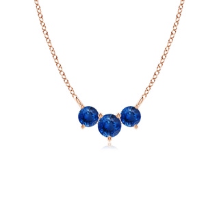 4mm AAA Classic Trio Sapphire Necklace in Rose Gold