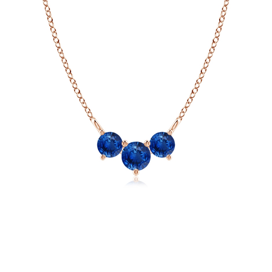 4mm AAA Classic Trio Sapphire Necklace in Rose Gold 