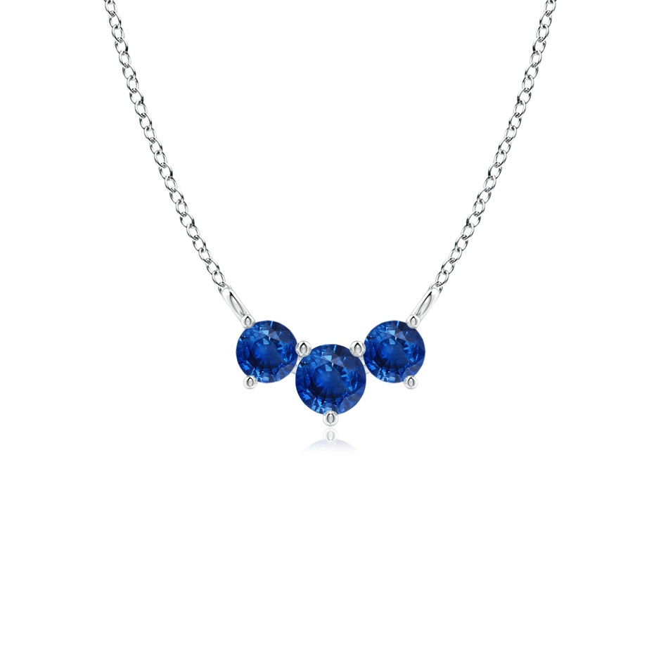 4mm AAA Classic Trio Sapphire Necklace in White Gold 