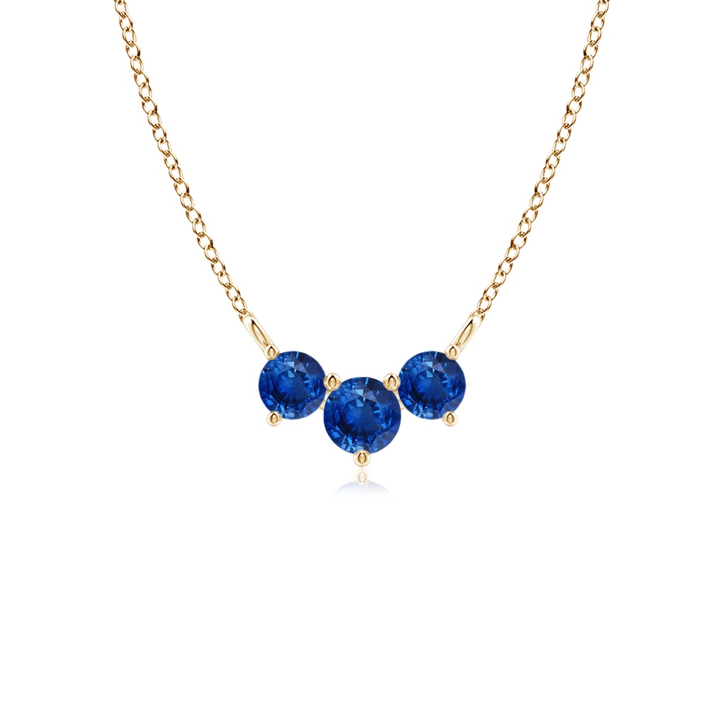 4mm AAA Classic Trio Sapphire Necklace in Yellow Gold 