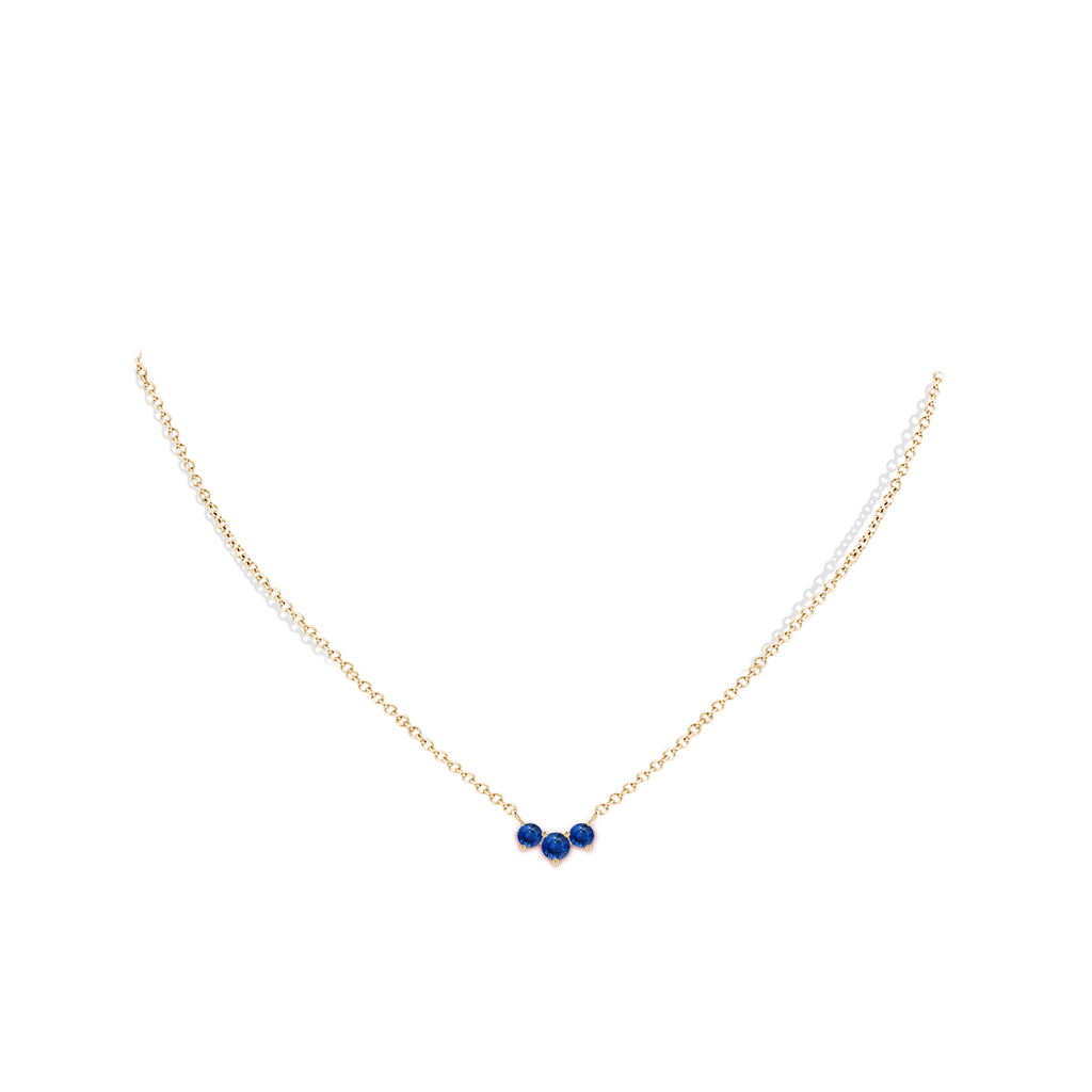 4mm AAA Classic Trio Sapphire Necklace in Yellow Gold pen