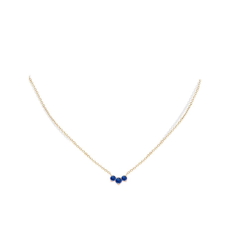 4mm AAA Classic Trio Sapphire Necklace in Yellow Gold pen