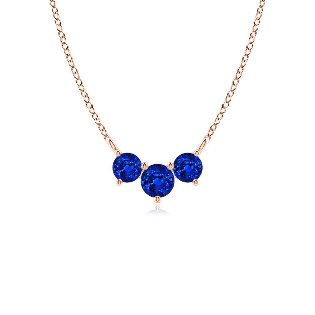 4mm AAAA Classic Trio Sapphire Necklace in Rose Gold
