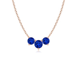 4mm AAAA Classic Trio Sapphire Necklace in Rose Gold