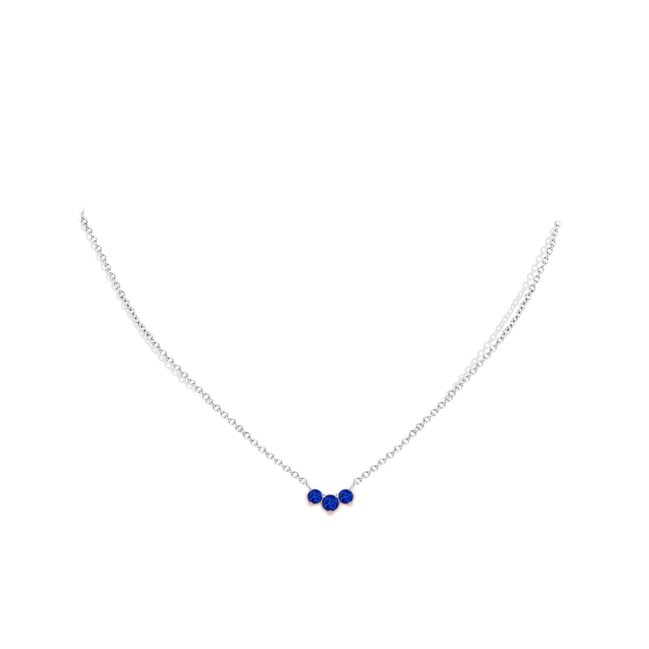 4mm AAAA Classic Trio Sapphire Necklace in White Gold pen