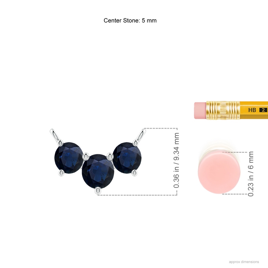 5mm A Classic Trio Sapphire Necklace in White Gold ruler