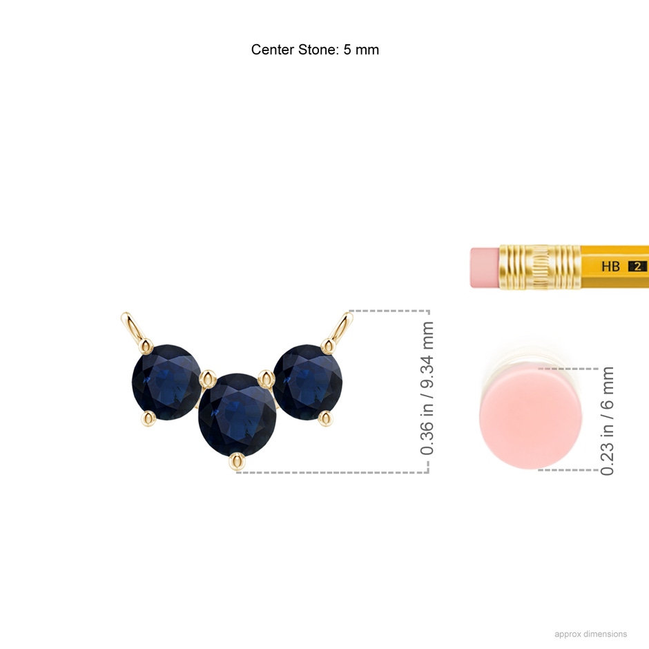 5mm A Classic Trio Sapphire Necklace in Yellow Gold ruler