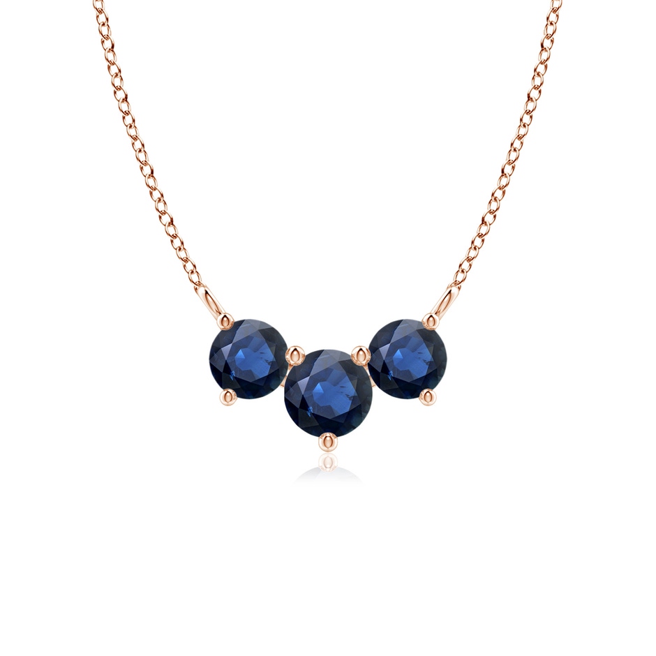 5mm AA Classic Trio Sapphire Necklace in Rose Gold 
