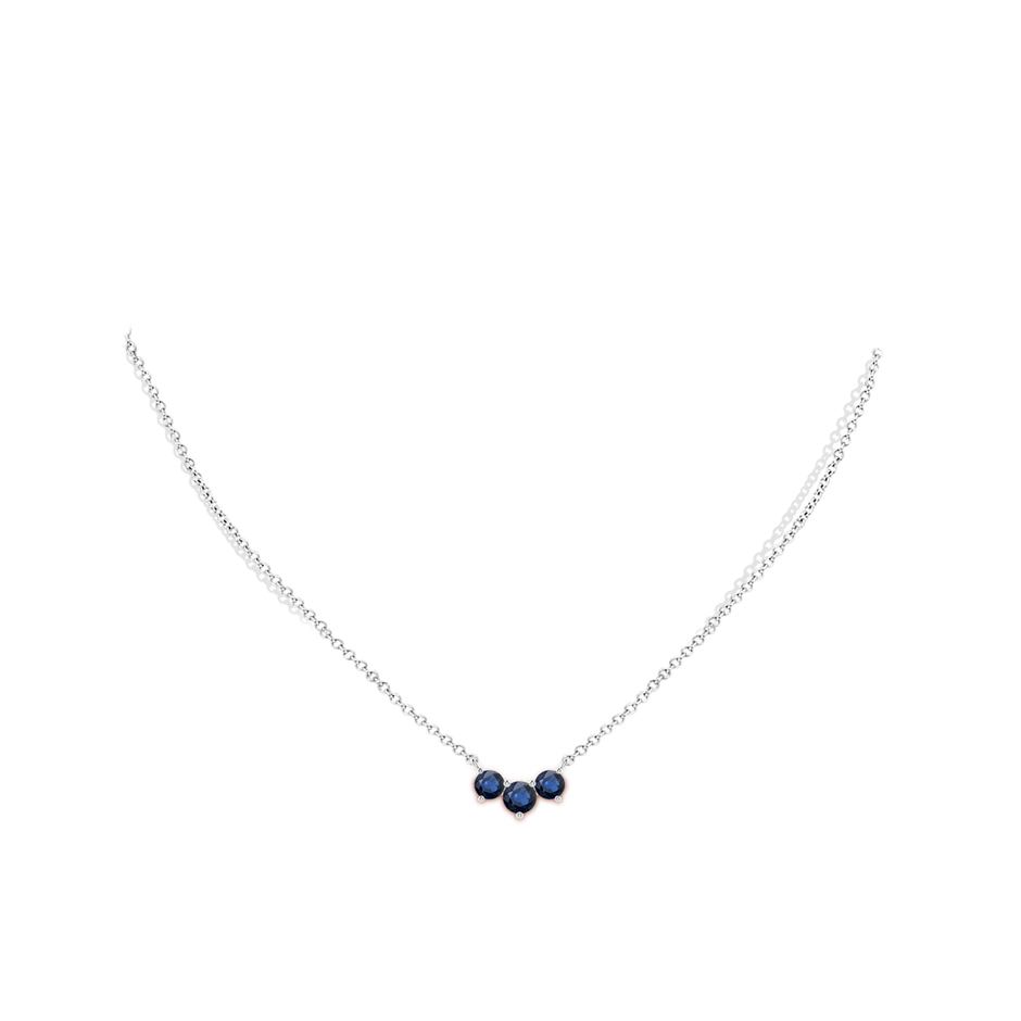 5mm AA Classic Trio Sapphire Necklace in White Gold pen