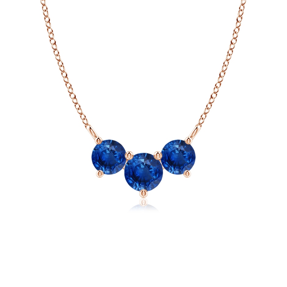 5mm AAA Classic Trio Sapphire Necklace in Rose Gold 