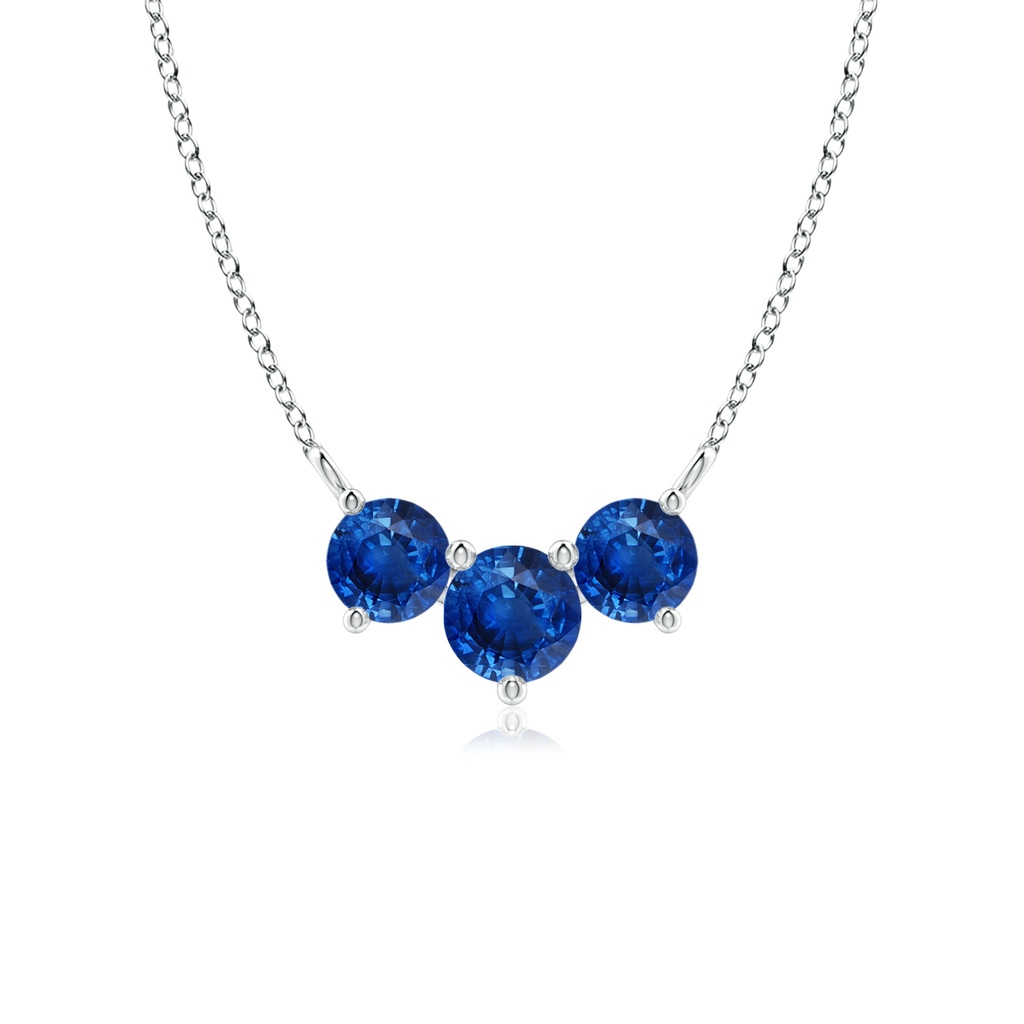 5mm AAA Classic Trio Sapphire Necklace in White Gold