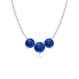 Three Stone Blue Sapphire Three Stone Necklaces & Pendants