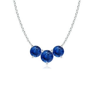 5mm AAA Classic Trio Sapphire Necklace in White Gold