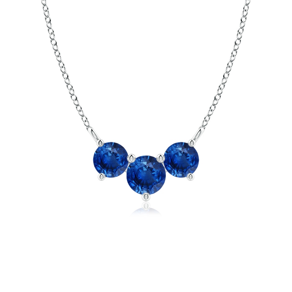 5mm AAA Classic Trio Sapphire Necklace in White Gold 