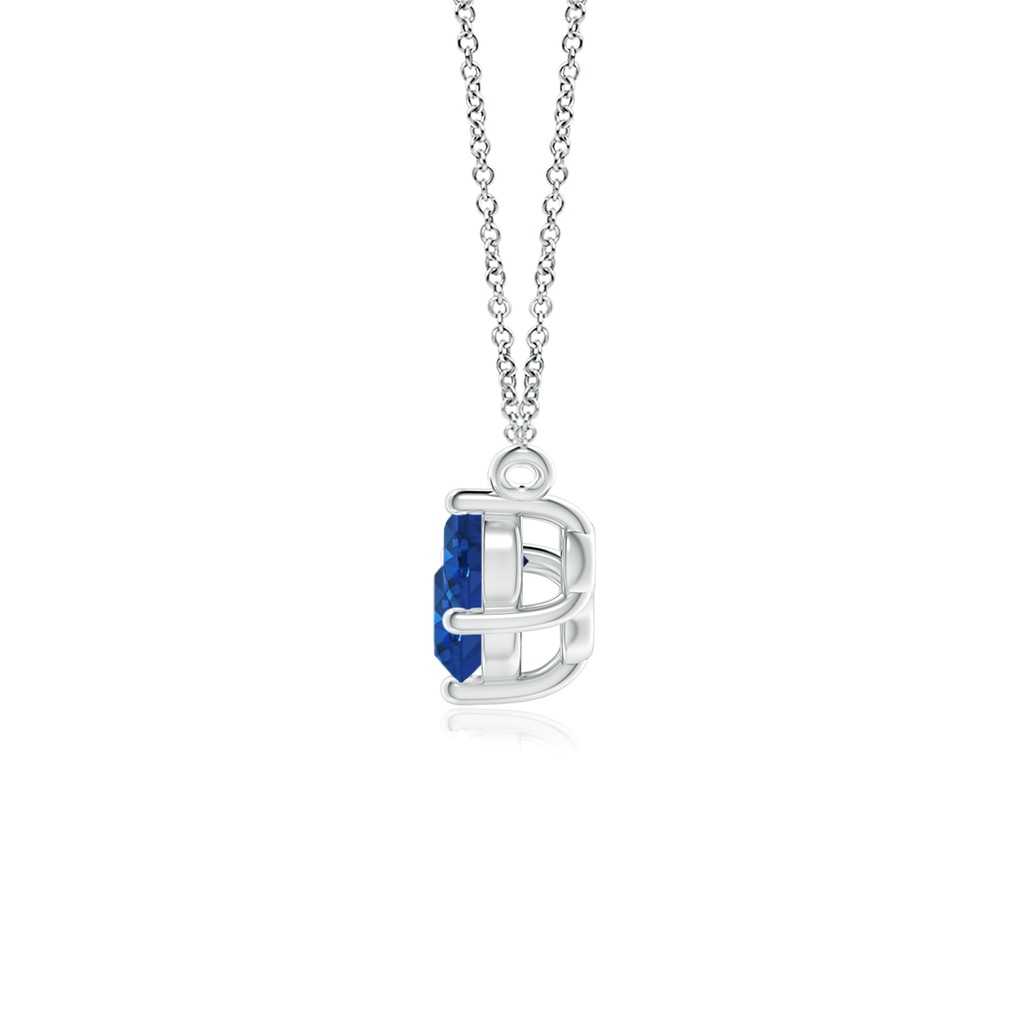 5mm AAA Classic Trio Sapphire Necklace in White Gold Side 199