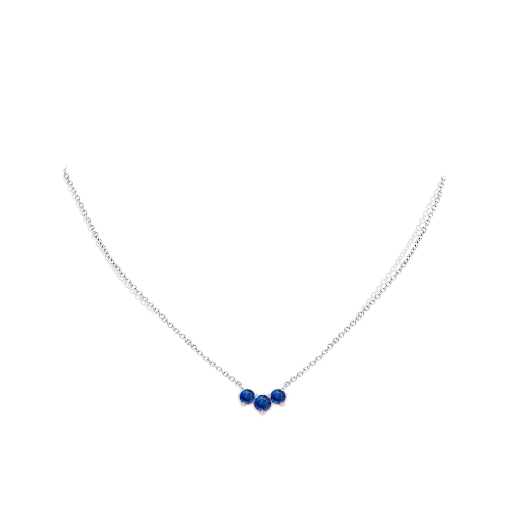 5mm AAA Classic Trio Sapphire Necklace in White Gold pen