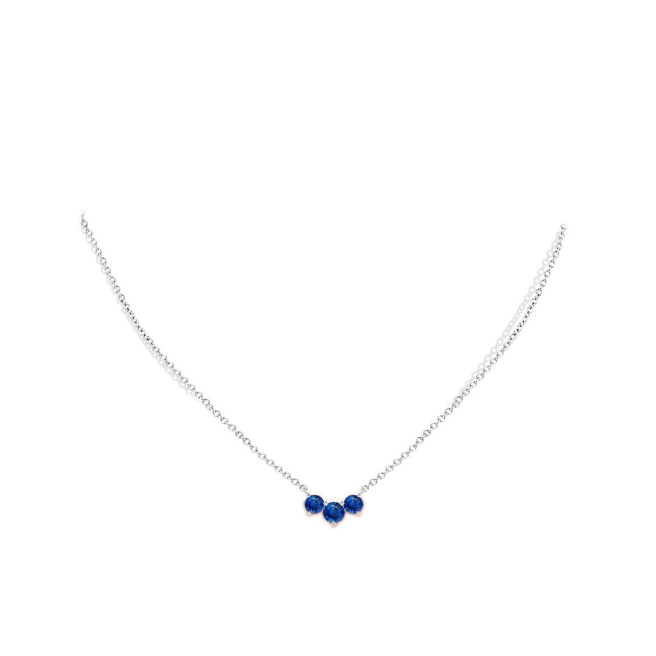 5mm AAA Classic Trio Sapphire Necklace in White Gold pen