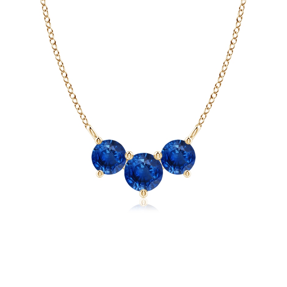 5mm AAA Classic Trio Sapphire Necklace in Yellow Gold 