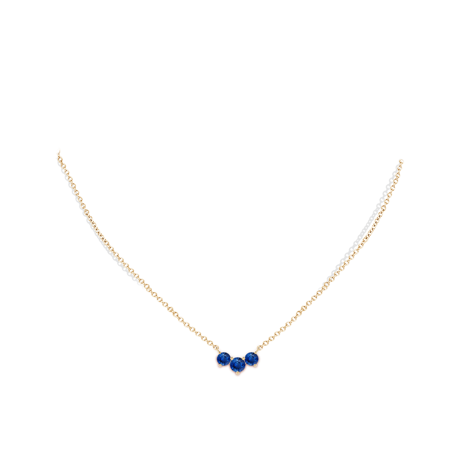 5mm AAA Classic Trio Sapphire Necklace in Yellow Gold pen