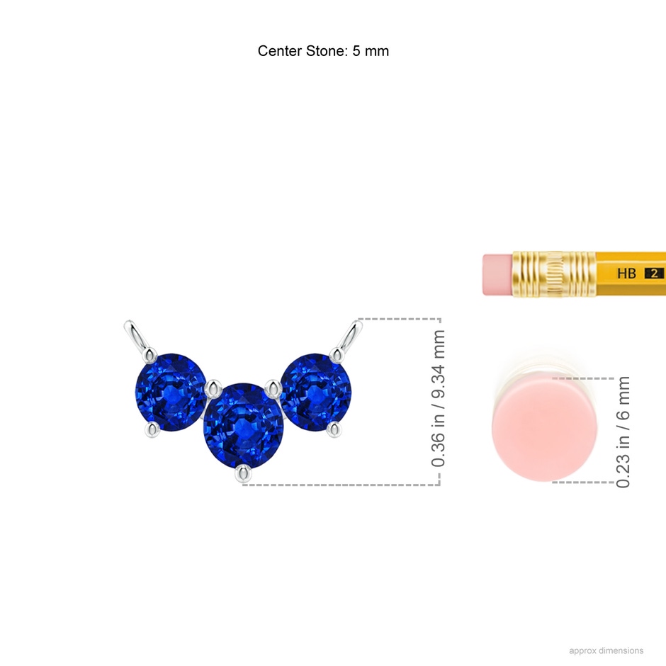 5mm AAAA Classic Trio Sapphire Necklace in P950 Platinum ruler