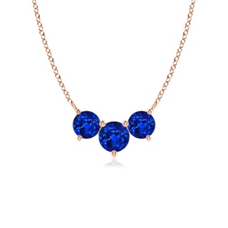 5mm AAAA Classic Trio Sapphire Necklace in Rose Gold