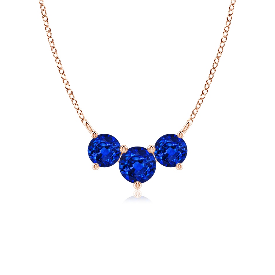 5mm AAAA Classic Trio Sapphire Necklace in Rose Gold 