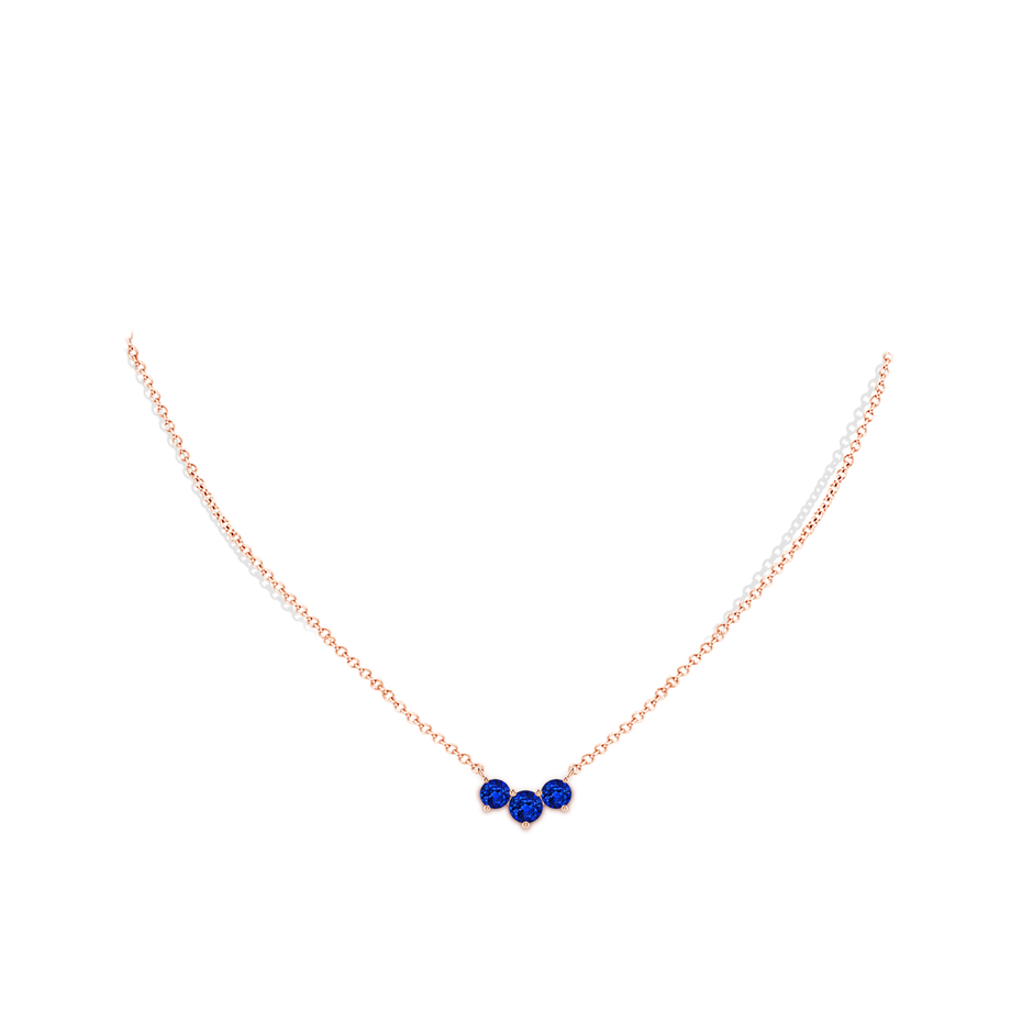 5mm AAAA Classic Trio Sapphire Necklace in Rose Gold pen