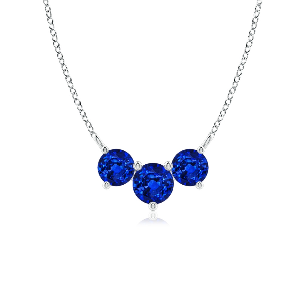 5mm AAAA Classic Trio Sapphire Necklace in White Gold