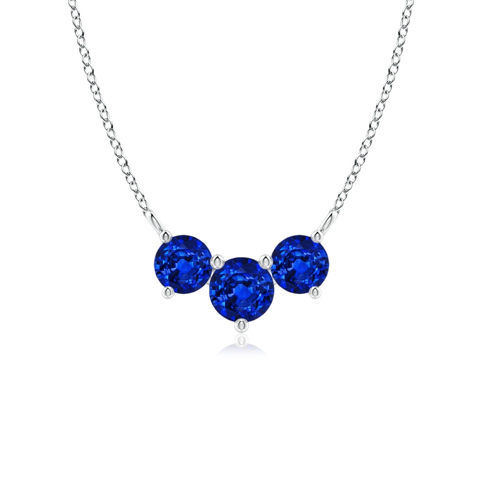 5mm AAAA Classic Trio Sapphire Necklace in White Gold 