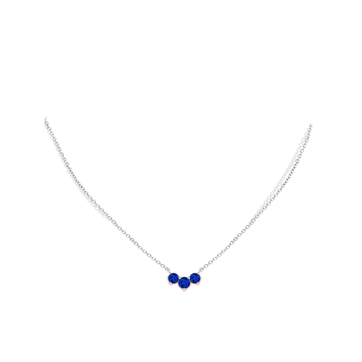 5mm AAAA Classic Trio Sapphire Necklace in White Gold - body_neck