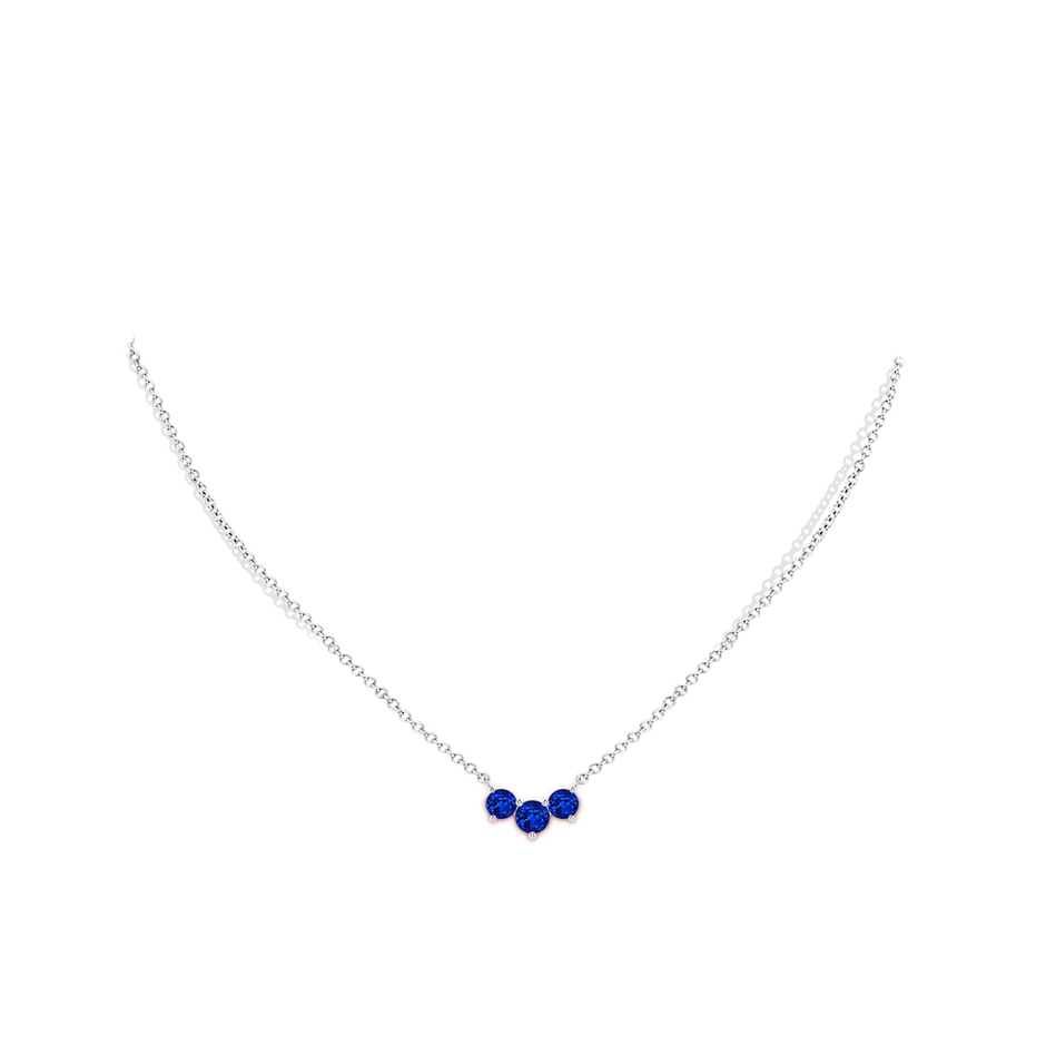 5mm AAAA Classic Trio Sapphire Necklace in White Gold pen