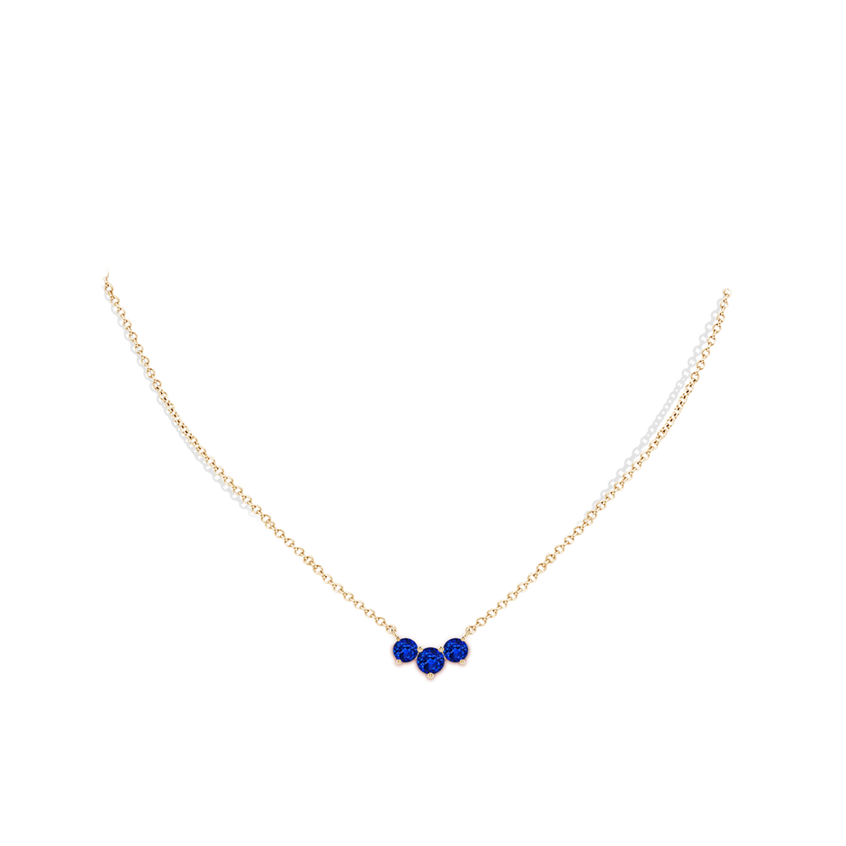 5mm AAAA Classic Trio Sapphire Necklace in Yellow Gold pen