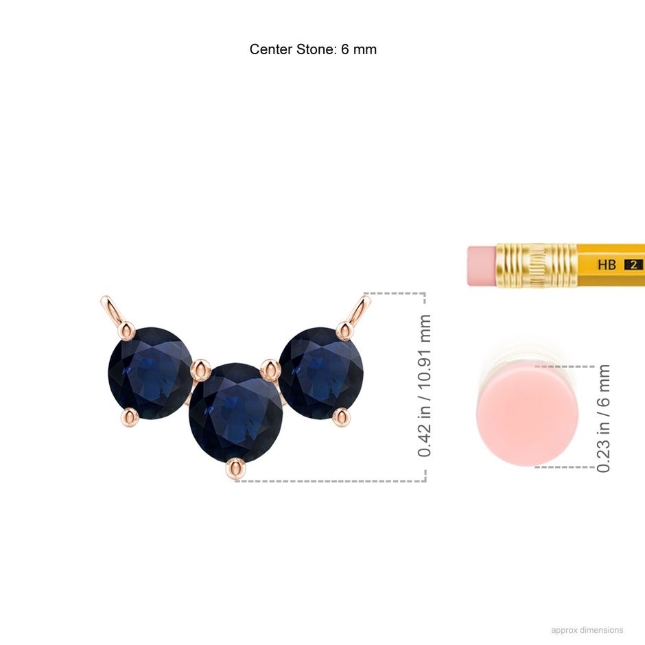 6mm A Classic Trio Sapphire Necklace in Rose Gold ruler